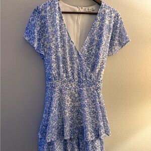 Francesca's Collections Blue and White Floral Romper